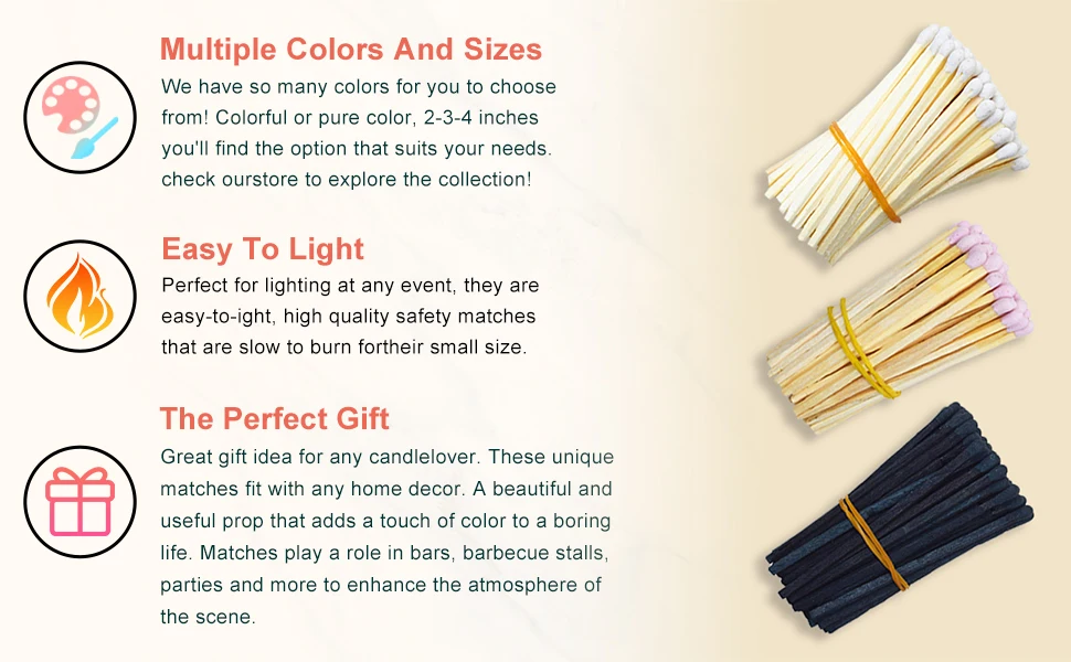 USA Free Shipping Smoking Accessories, 3inch Black Matches Bulk Sticks with Striker for Fireplace, Lighters, Candle Lighting