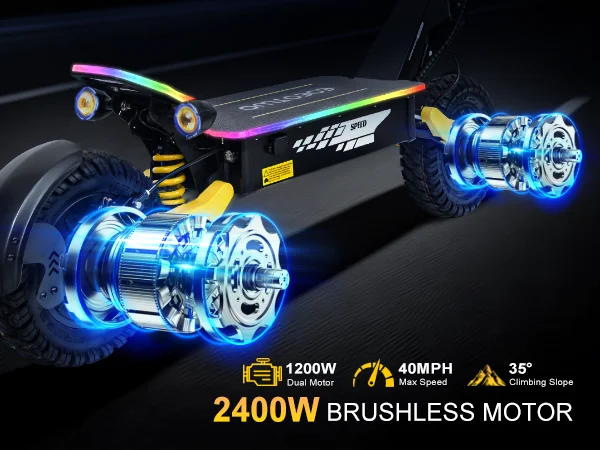 EOEOTWO Electric Scooters 40mph 2400W Dual Motors 52V23AH Battery E Scooter Adult Hydraulic Brake 11'' Off-Road Tires Escooter With APP