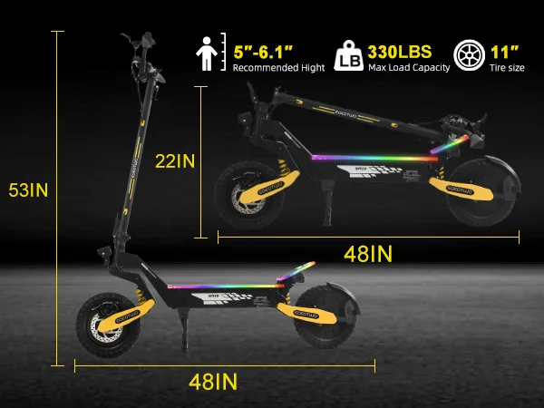 EOEOTWO Electric Scooters 40mph 2400W Dual Motors 52V23AH Battery E Scooter Adult Hydraulic Brake 11'' Off-Road Tires Escooter With APP