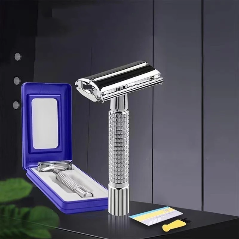 Men Shaving Razor with Blade Sliver Folding Shaving Knife Facial Hair Stainless Steel Straight Razor Barber Tools 10 Pcs Blades