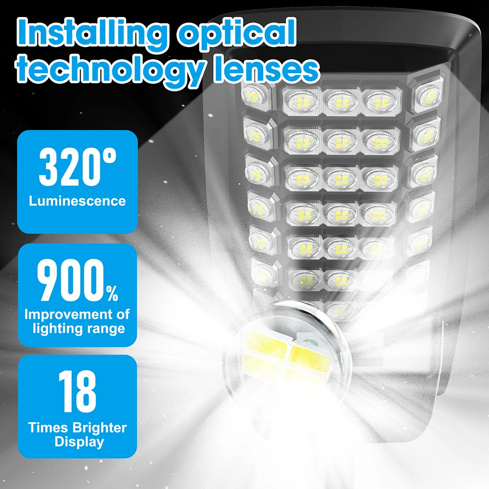 140 LED Solar Light Outdoor Solar Street Light, 6000mAh Waterproof Automatic Sensing Street Light with Remote for Garage Garden