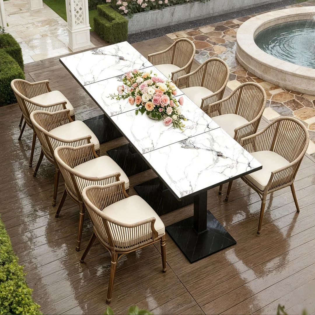 Rectangular Dining Table Bistro Tulip Design with Larger Pedestal Base for 2-4 People for Kitchen Living Room Bistro Restaurant
