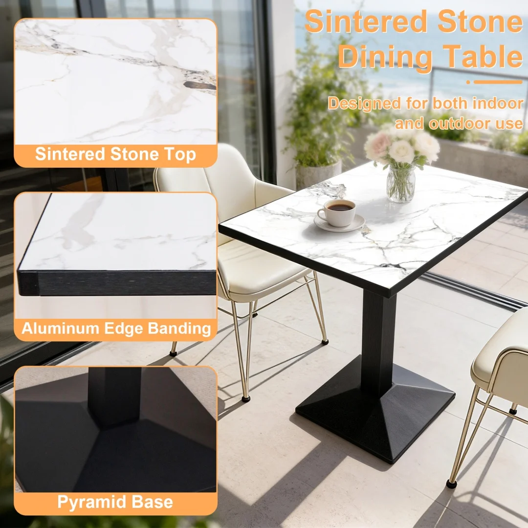 Rectangular Dining Table Bistro Tulip Design with Larger Pedestal Base for 2-4 People for Kitchen Living Room Bistro Restaurant