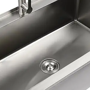 Stainless Steel Utility Sink with Faucet, Shelf & Drainboard for Laundry Garage Restaurant Outdoor 35.8x21.8