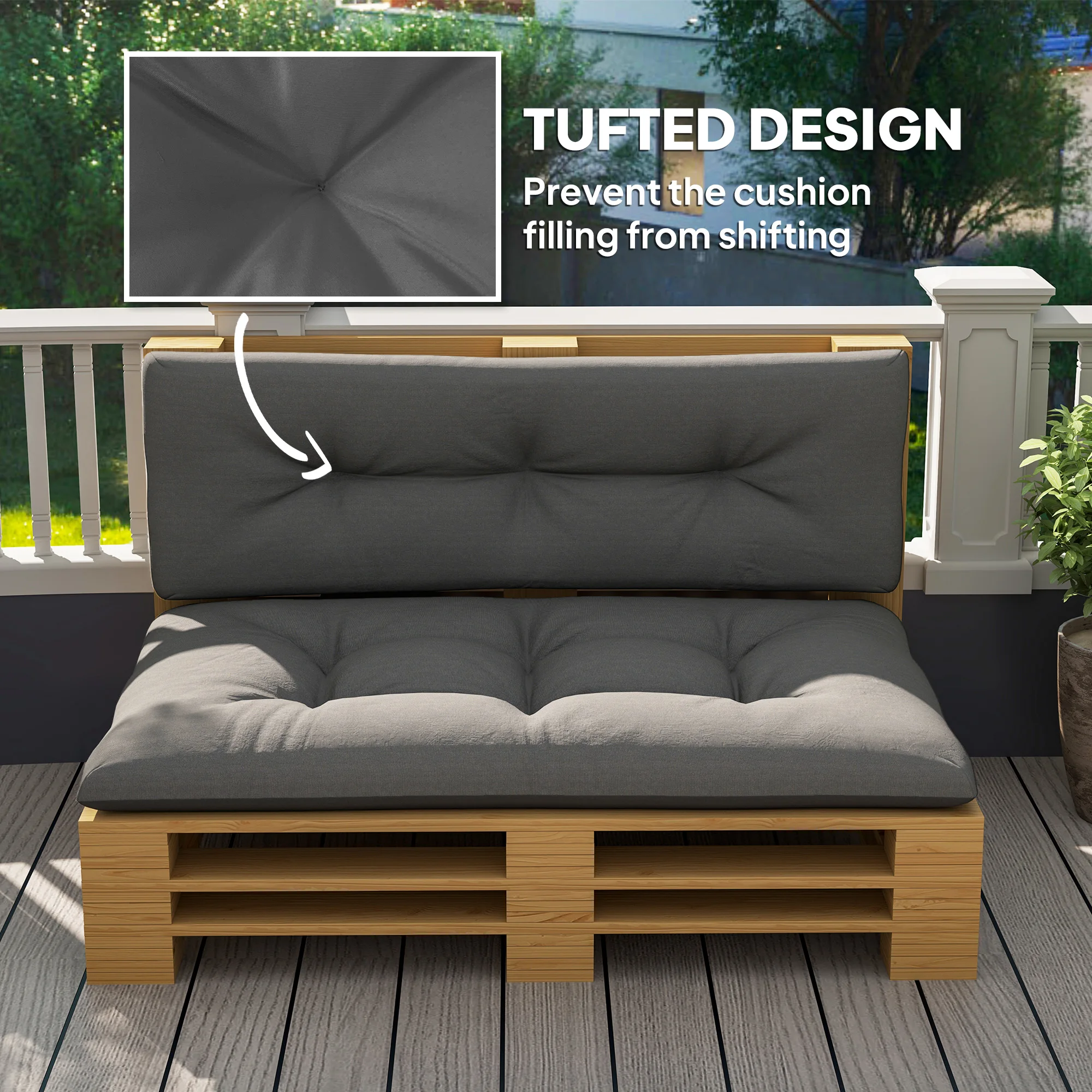 2-Seater Outdoor Tray Seat Cushion, Thick Replacement Tray Sofa Cushion