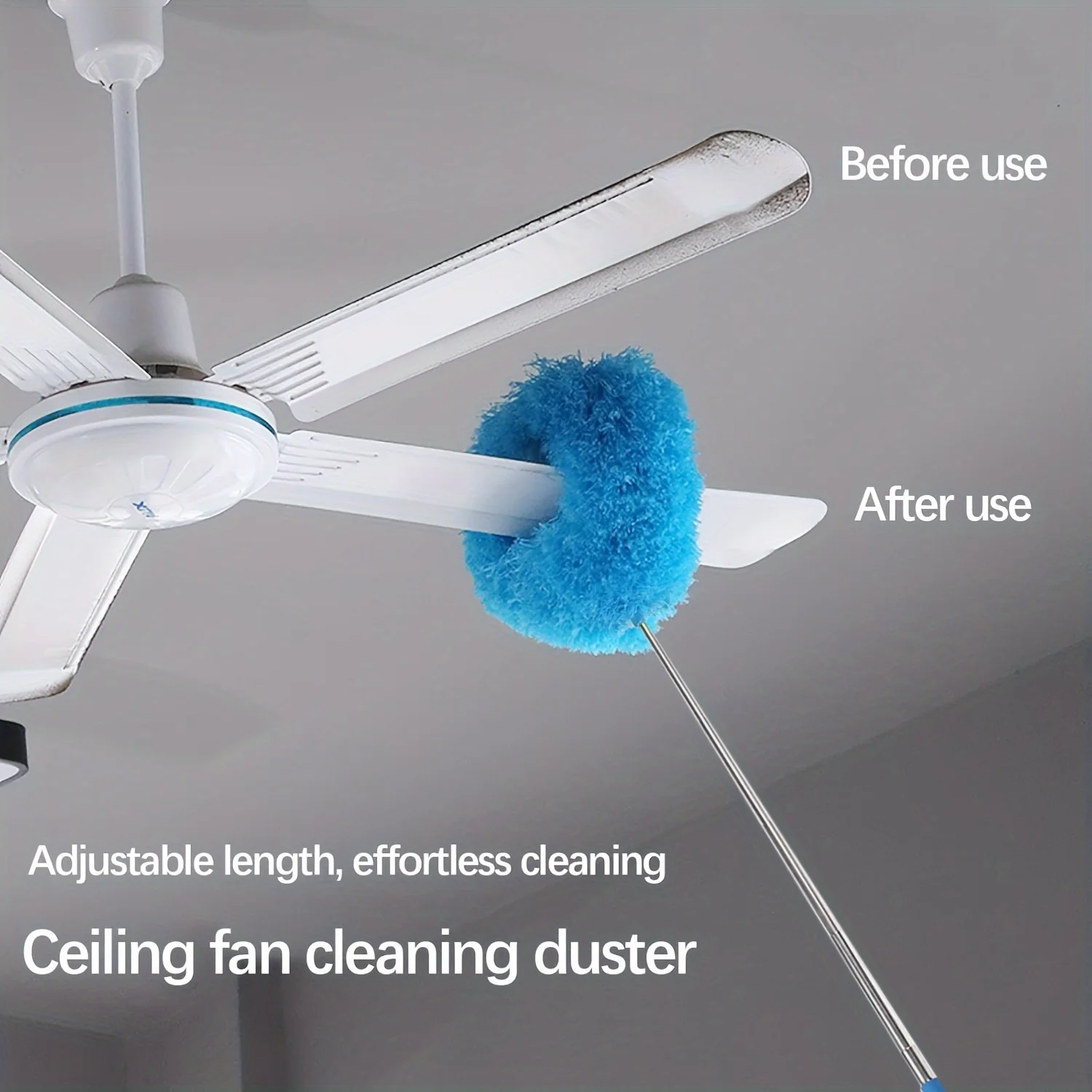 Microfiber Ceiling Fan Duster with Extendable Long Handle Dust Locking Design Reusable Washable Cleaning Brush Flexible Head Effortless Dust Removal Tool for Home Ceiling Fan Household Cleaning Supplies