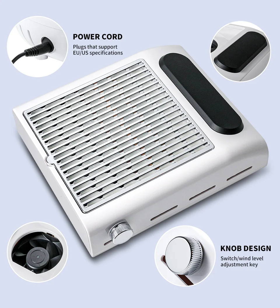 LIMEGIRL Powerful Nail Dust Collector Professional Manicure Pedicure Vacuum for Acrylic Gel Nail Polishing with Reusable Filter for Salon
