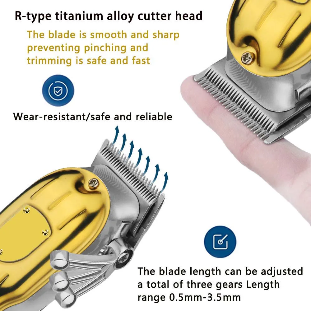 Professional Hair Clippers for Men Professional - Cordless Barber Clippers for Hair Cutting & Grooming Rechargeable Beard Trimmer USB Rechargeable Grooming Kit with 4 Guide Combs & Cleaning Brush
