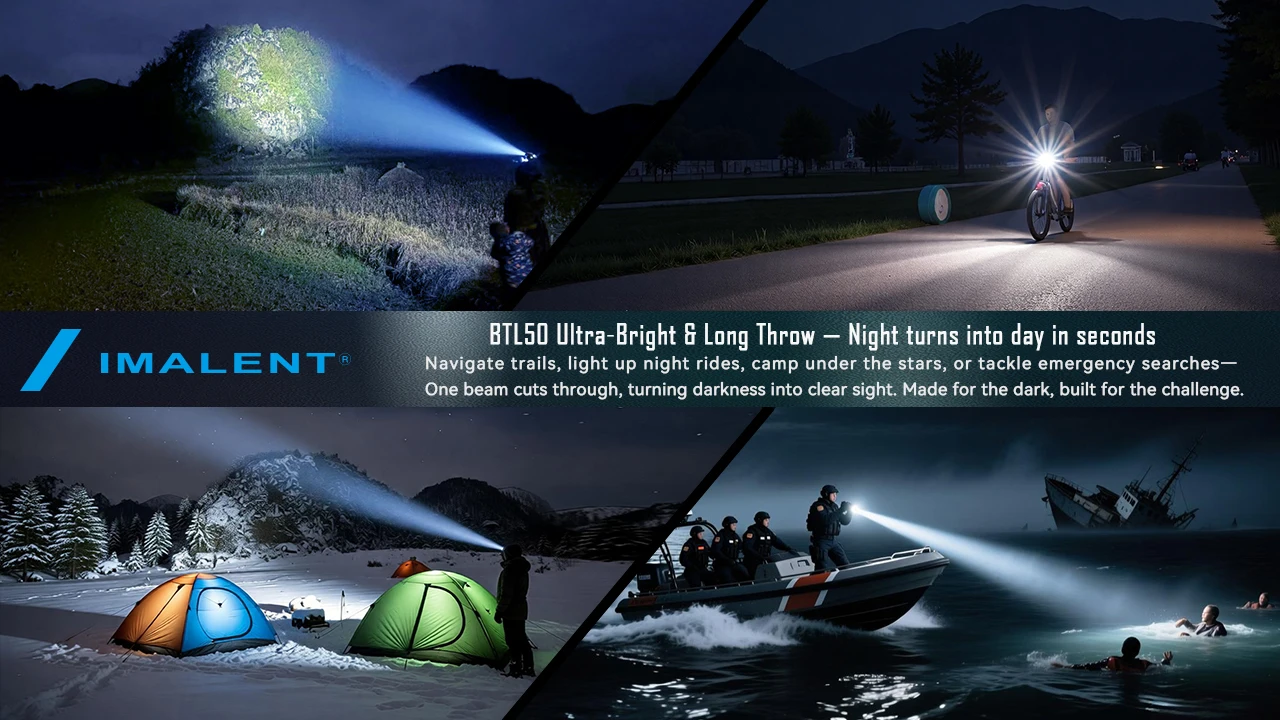 IMALENT BTL50 Electronic Focus Flashlight 3000LM 705M Range Portable EDC Tactical Fast Charging Waterproof for Patrol Hiking