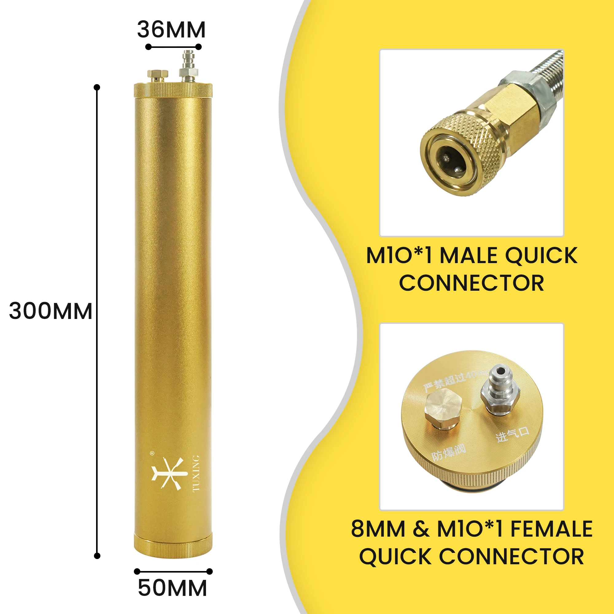 TUXING 300Bar Compressor Oil Water Filter Separator Purify Air Oil Stains for 4500Psi Diving Equipment L350mm*OD49mm*ID36mm