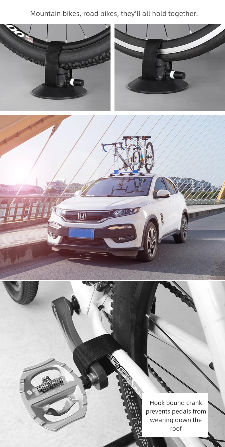 ROCKBROS Bicycle Car Racks Carrier Trunk Bike Roof-Top Rack Suction Cups Car Holder MTB Road Rack Quick Install Cycling Racks