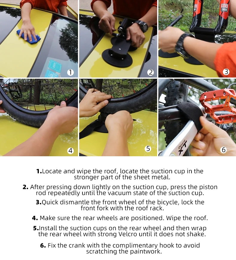 ROCKBROS Bicycle Car Racks Carrier Trunk Bike Roof-Top Rack Suction Cups Car Holder MTB Road Rack Quick Install Cycling Racks