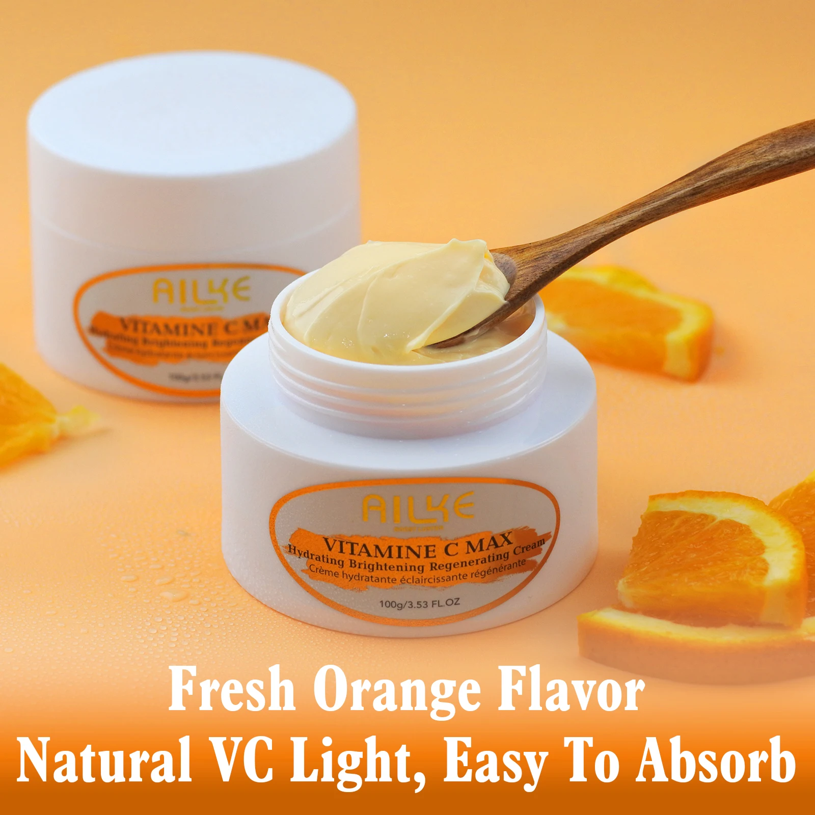 AILKE Vitamin C Brightening Face Cream, Hydration, Moisturizing, Anti-Wrinkles, with Collagen, Lightweight Texture, Non-Greasy