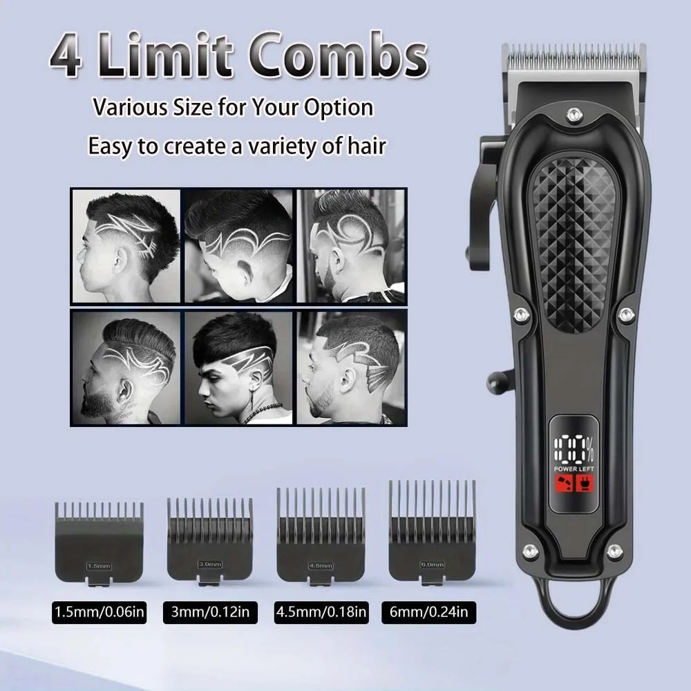 Professional Cordless Hair Clipper for Men Electric Barber Clipper & Trimmer Rechargeable Men's Hair Cutting Tools