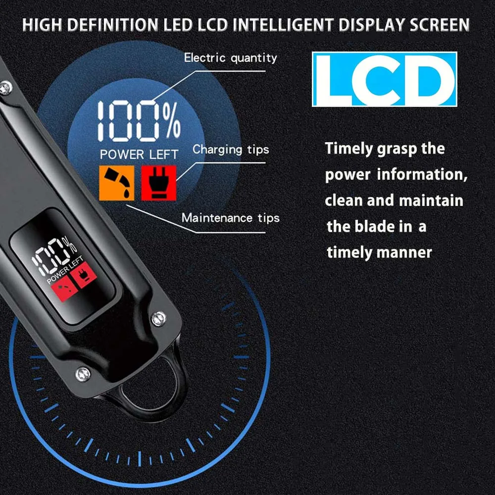 Professional Cordless Hair Clipper for Men Electric Barber Clipper & Trimmer Rechargeable Men's Hair Cutting Tools