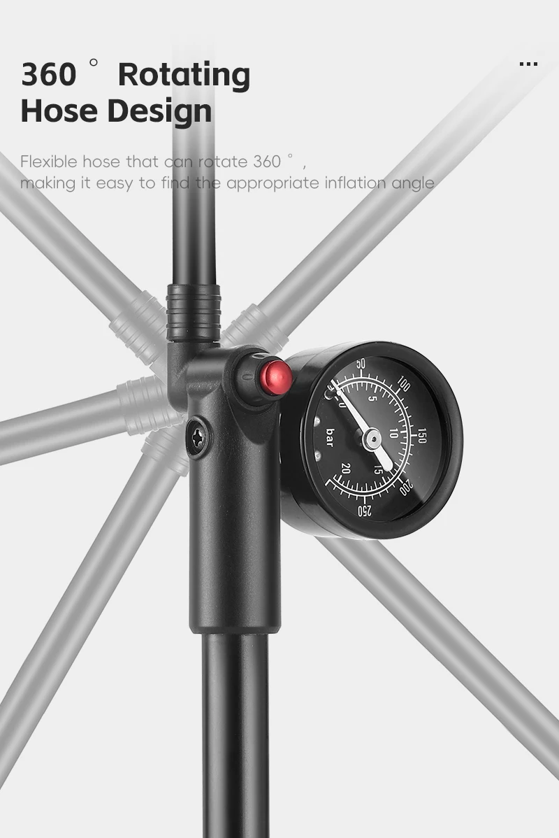 WEST BIKING 400PSI Bicycle Air Pump High Pressure MTB Bicycle Pump Front Fork Rear Suspension Pressure Gauge Schrader Valve