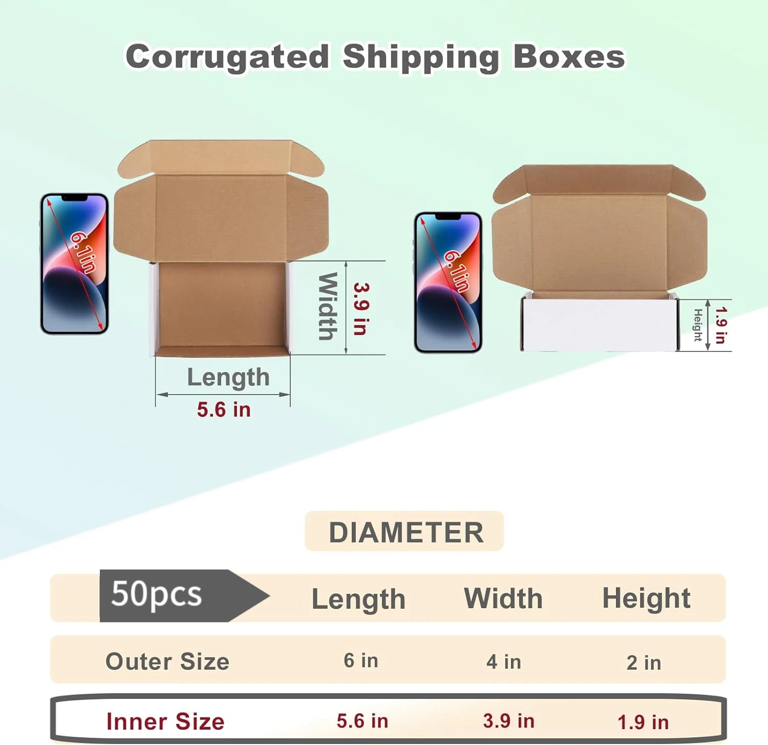 50pcs 6x4x2 Inches Black Small Shipping Boxes, Cardboard Corrugated Gift Mailer Boxes for Packaging Small Business Mailing Prese