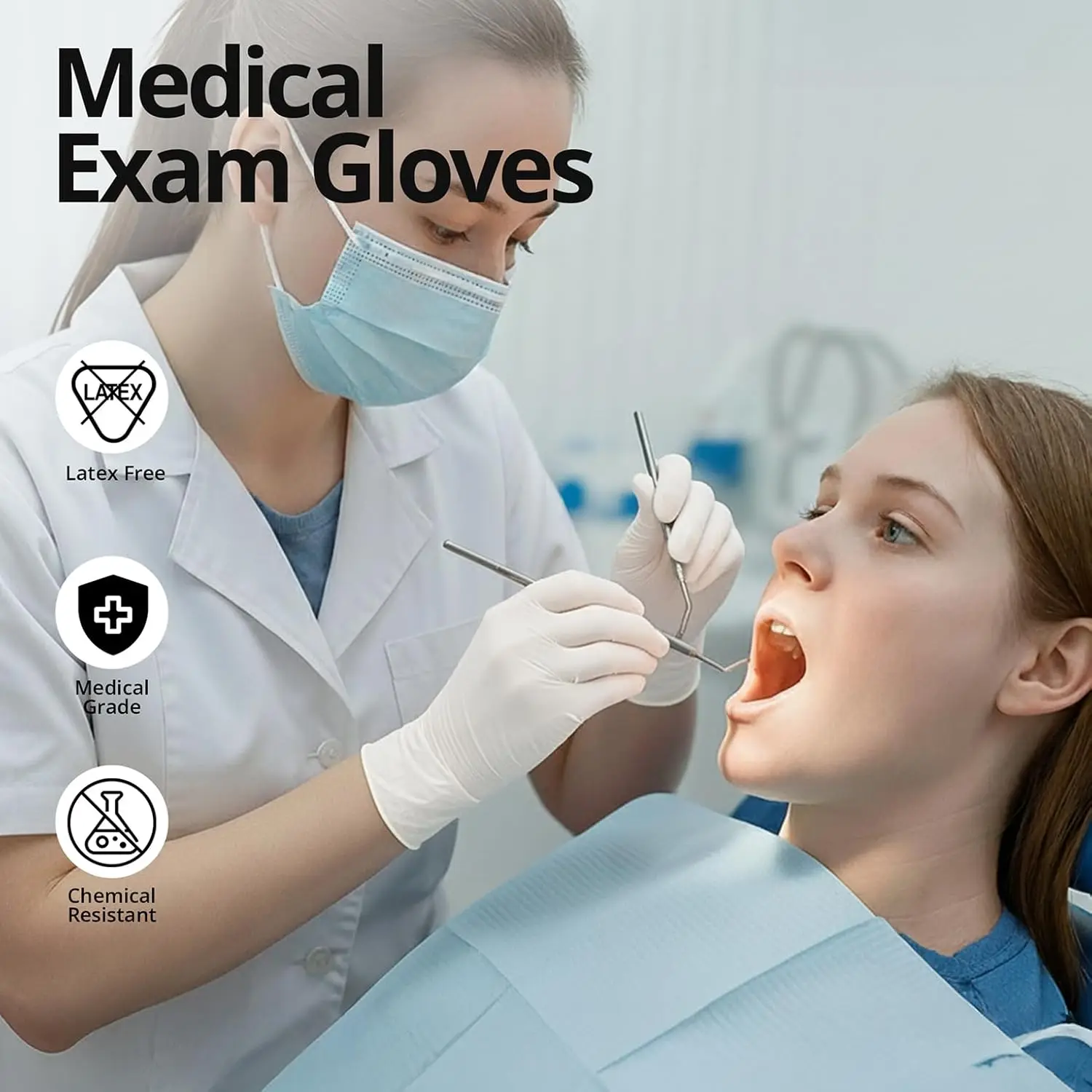 S size White Disposable Nitrile Gloves 100 Pack,Latex Free Powder Free Non-Sterile Gloves for Household, Cleaning,Food Prep and Beauty