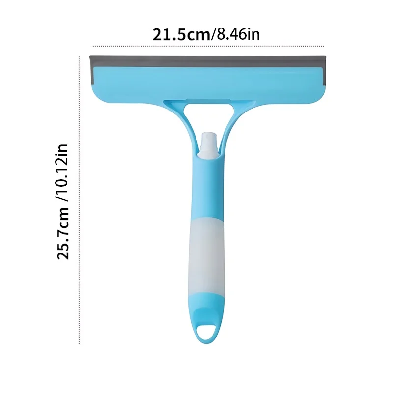 3-in-1 Window Cleaning Kit - Dual-Sided Glass Scrubber with Squeegee & Spray Bottle for Mirrors, Shower Doors, No-Streak (Blue/B
