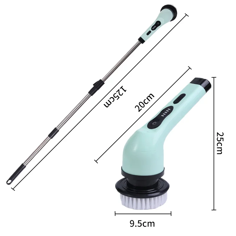 Electric Spin Scrubber – Cordless Shower Cleaner with 9 Brush Heads & Extendable Handle for Bathroom, Tub & Tile
