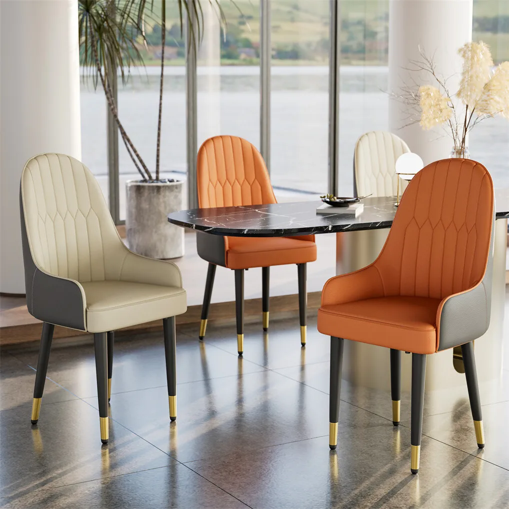 Modern Dining Chairs Set of 2 Kitchen Chairs Upholstered Cushion Seat Metal Legs for Dining Room Restaurant Island