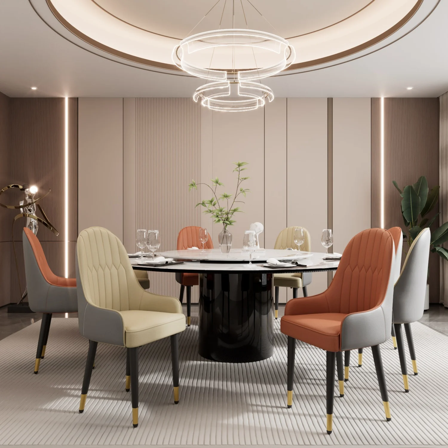 Modern Dining Chairs Set of 2 Kitchen Chairs Upholstered Cushion Seat Metal Legs for Dining Room Restaurant Island