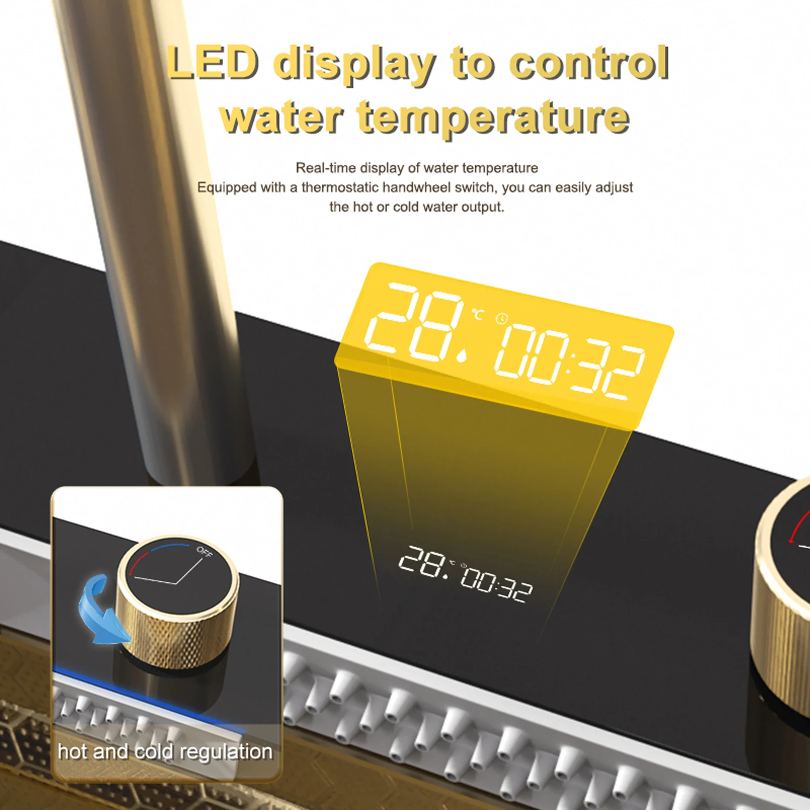 Modern Stainless Steel Kitchen Sink Multifunctional Sinks Waterfall Golden Large Single Slot Digital Display Washing Basin