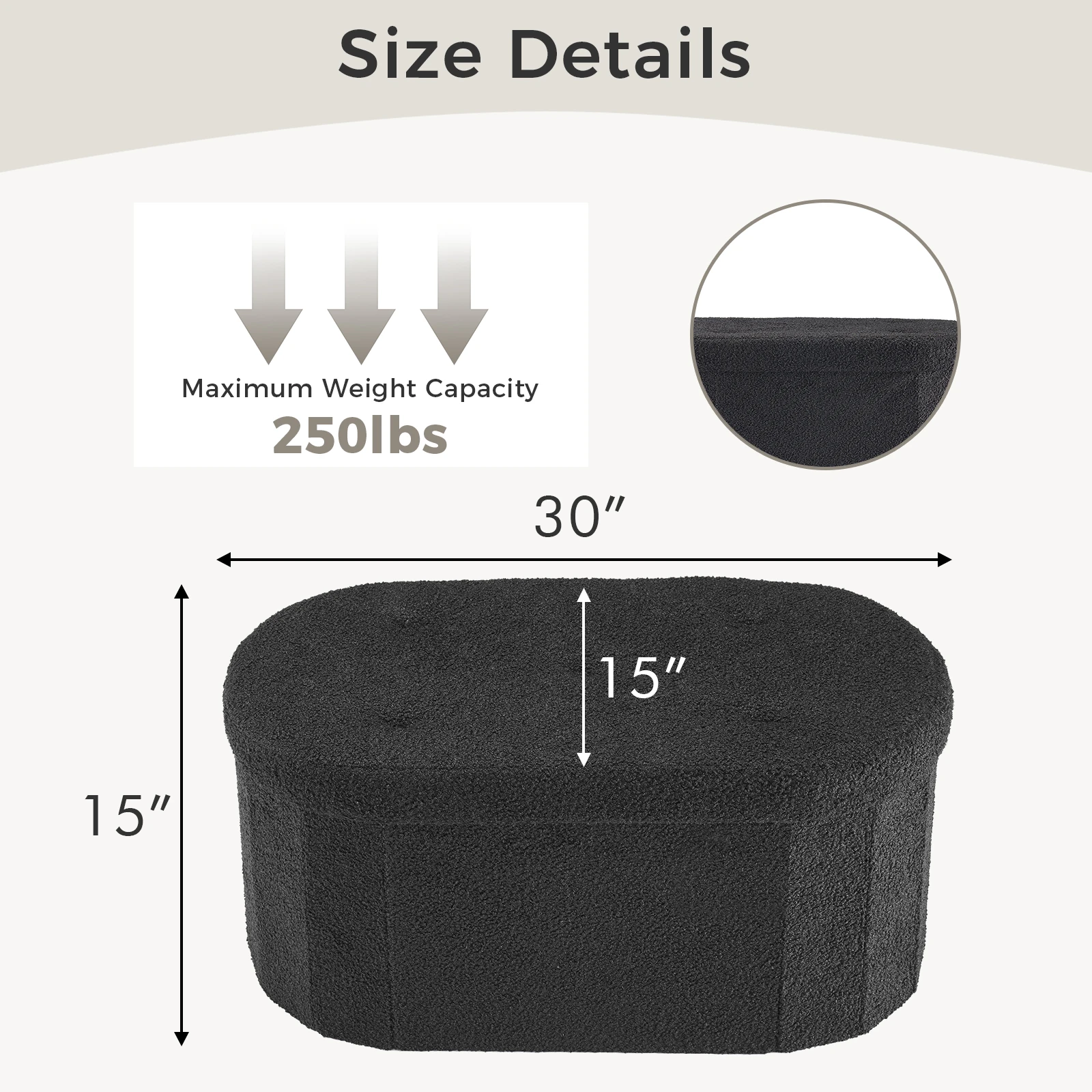 JHK 30/43IN Folding Storage Ottoman Bench with Storage Teddy Fabric Storage Chest for Bedroom End of Bed Foot Rest Bench Stool with Cushion for Home Entryway