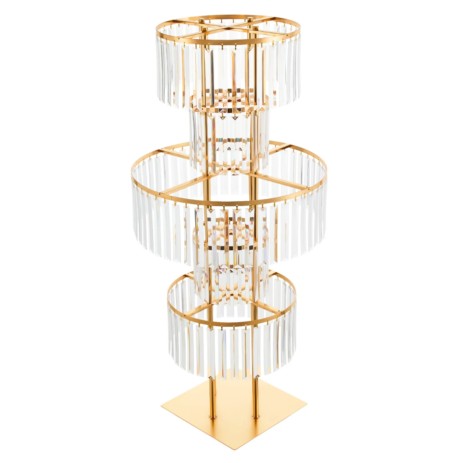5 Tiers Gold/Silver Wedding Centerpieces Flower Stand Vase Centerpiece Acrylic Flower Stand with Hanging Acrylic