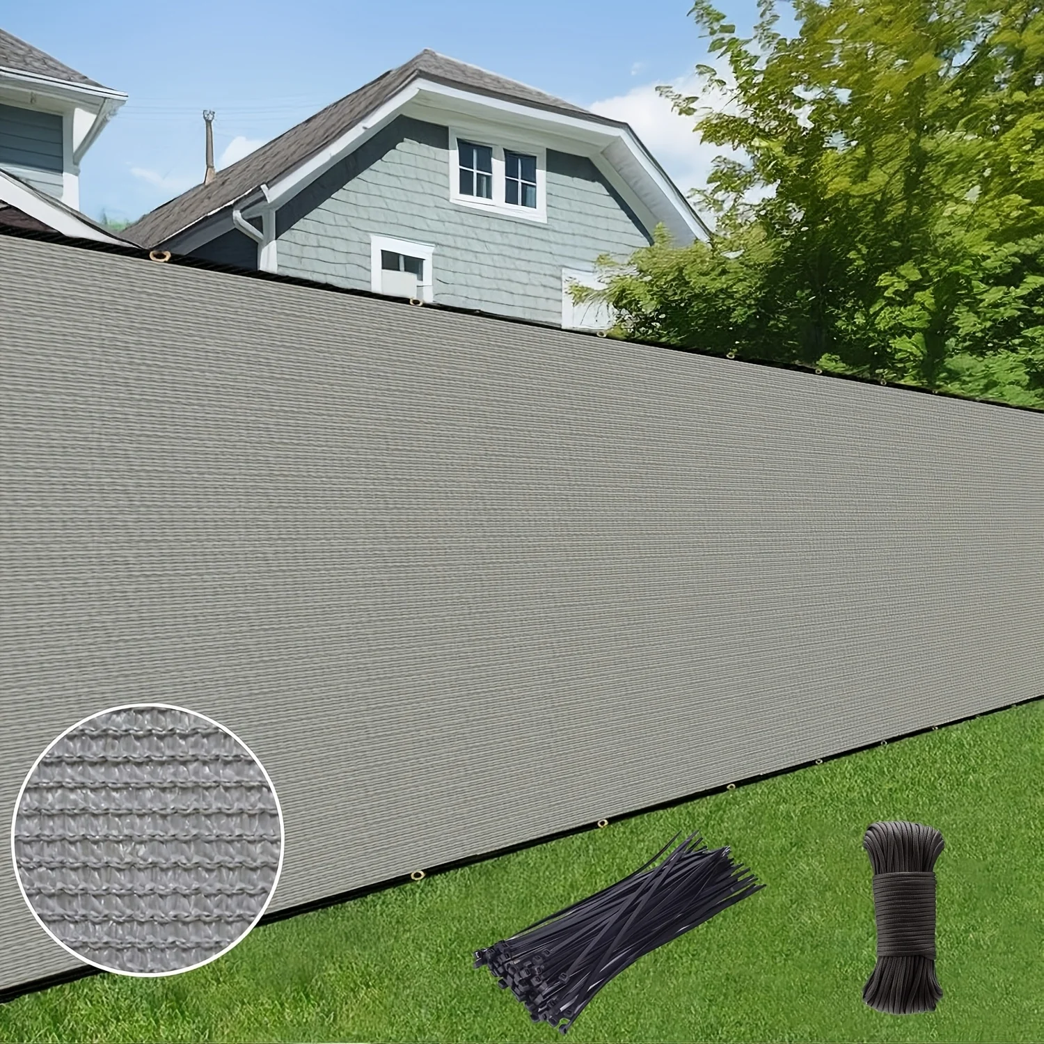 4/5/6/7/8ft Privacy Fence Screen,Privacy Net,Heavy Duty Fencing Mesh Shade Net Cover for Wall Garden Yard Backyard,Gray