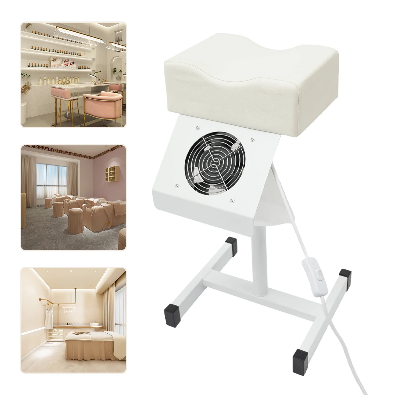 Professional Pedicure Stool Height Adjustable Manicure Chair Beauty Salon Spa Lift Stool Footrest Nail Bench w/Dust Cleaning Fan