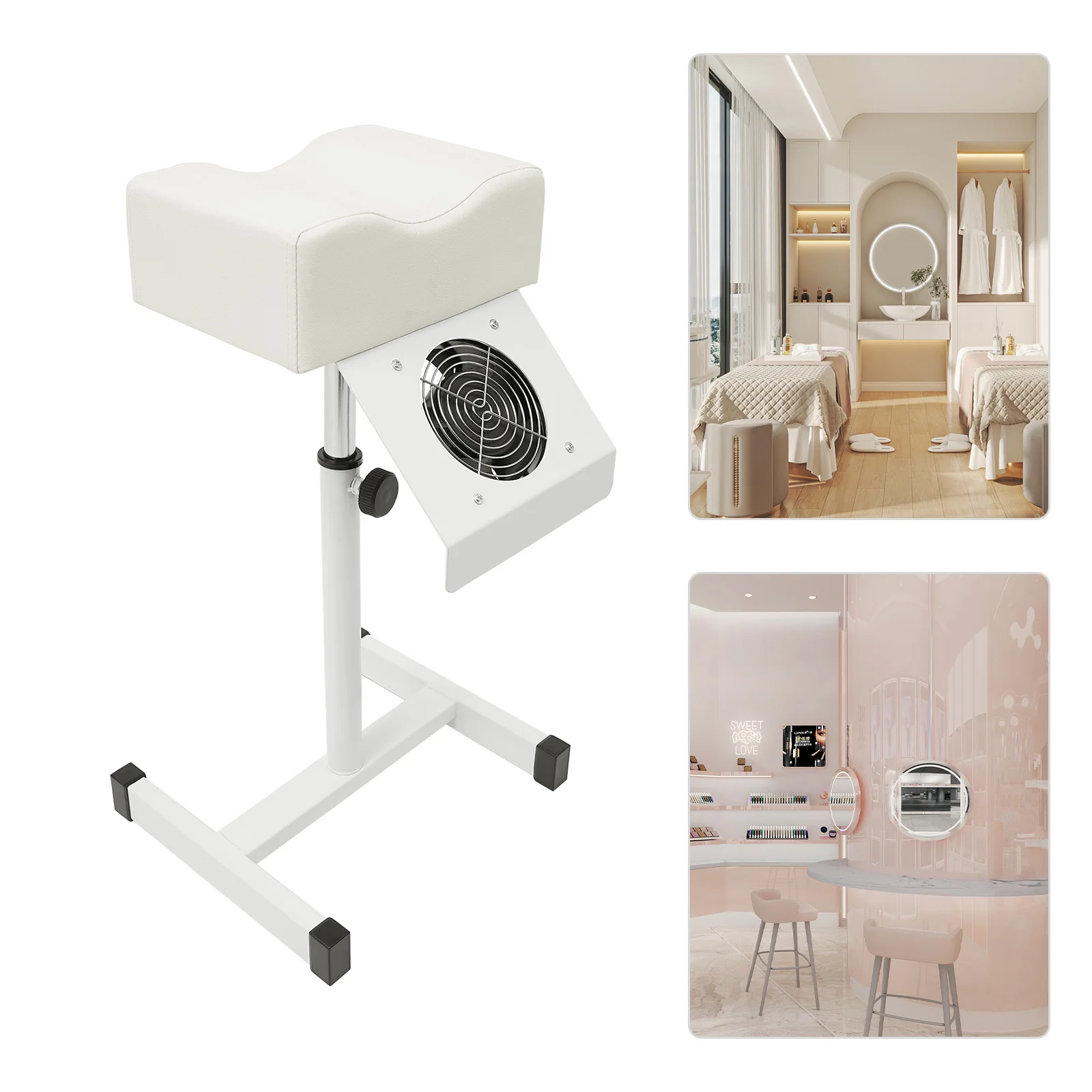 Professional Pedicure Stool Height Adjustable Manicure Chair Beauty Salon Spa Lift Stool Footrest Nail Bench w/Dust Cleaning Fan