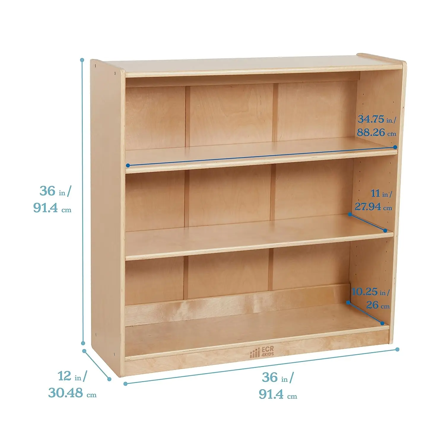 36in Adjustable Shelf Wooden Bookcase Kids Bedroom Classroom Library Storage, Customized