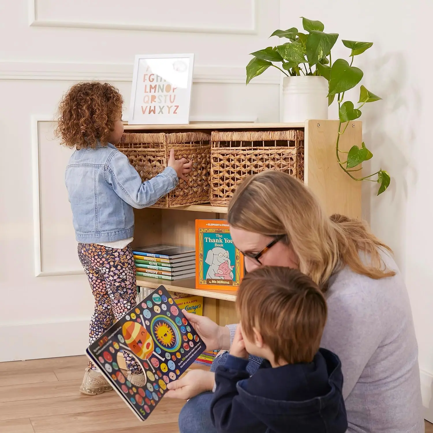 36in Adjustable Shelf Wooden Bookcase Kids Bedroom Classroom Library Storage, Customized