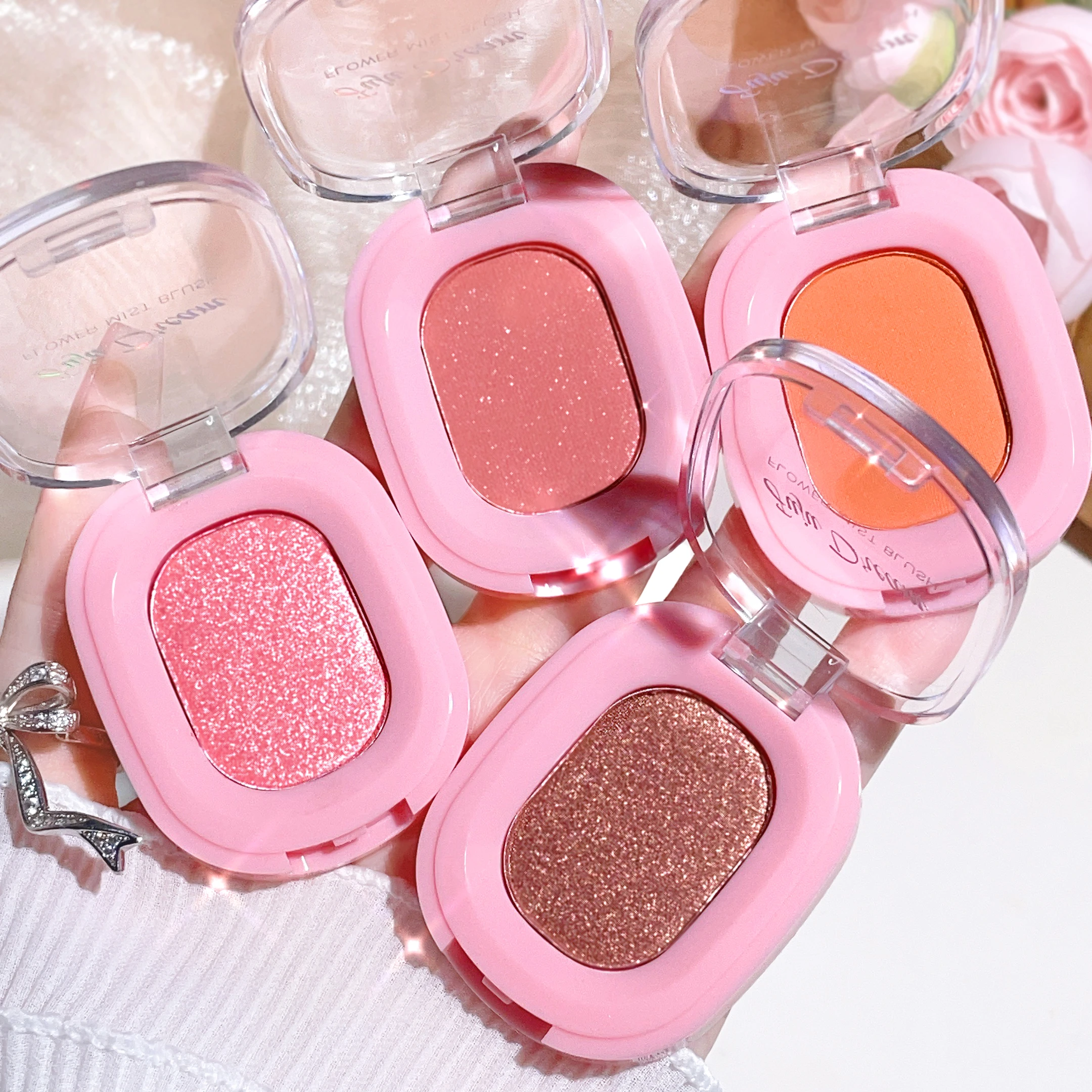 Monochrome Flower Mist Blush Powder Fine Matte Brightens Rouge Natural Nude Powder Pink Trimming Blush Waterproof Easy To Apply