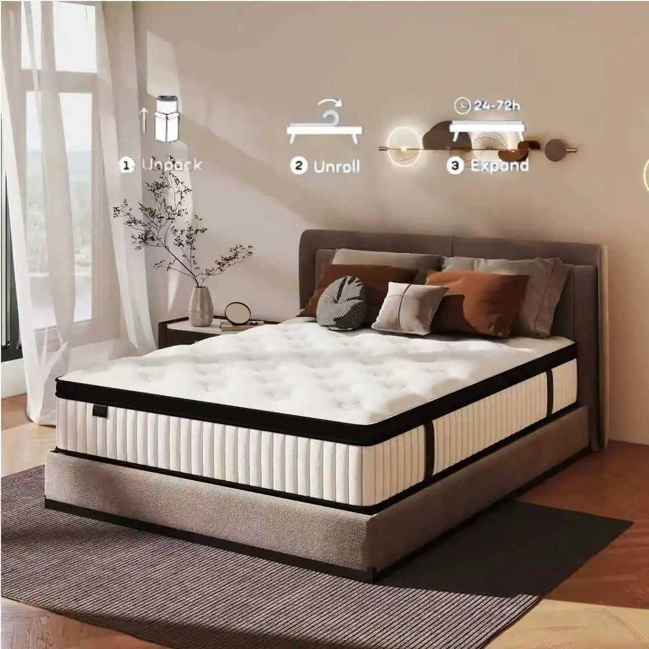 14/12/10 inch Firm King/Full/Twin/Queen Mattress- Pain-Relieving Hybrid Mattress for Extra Lumbar & Hip Support