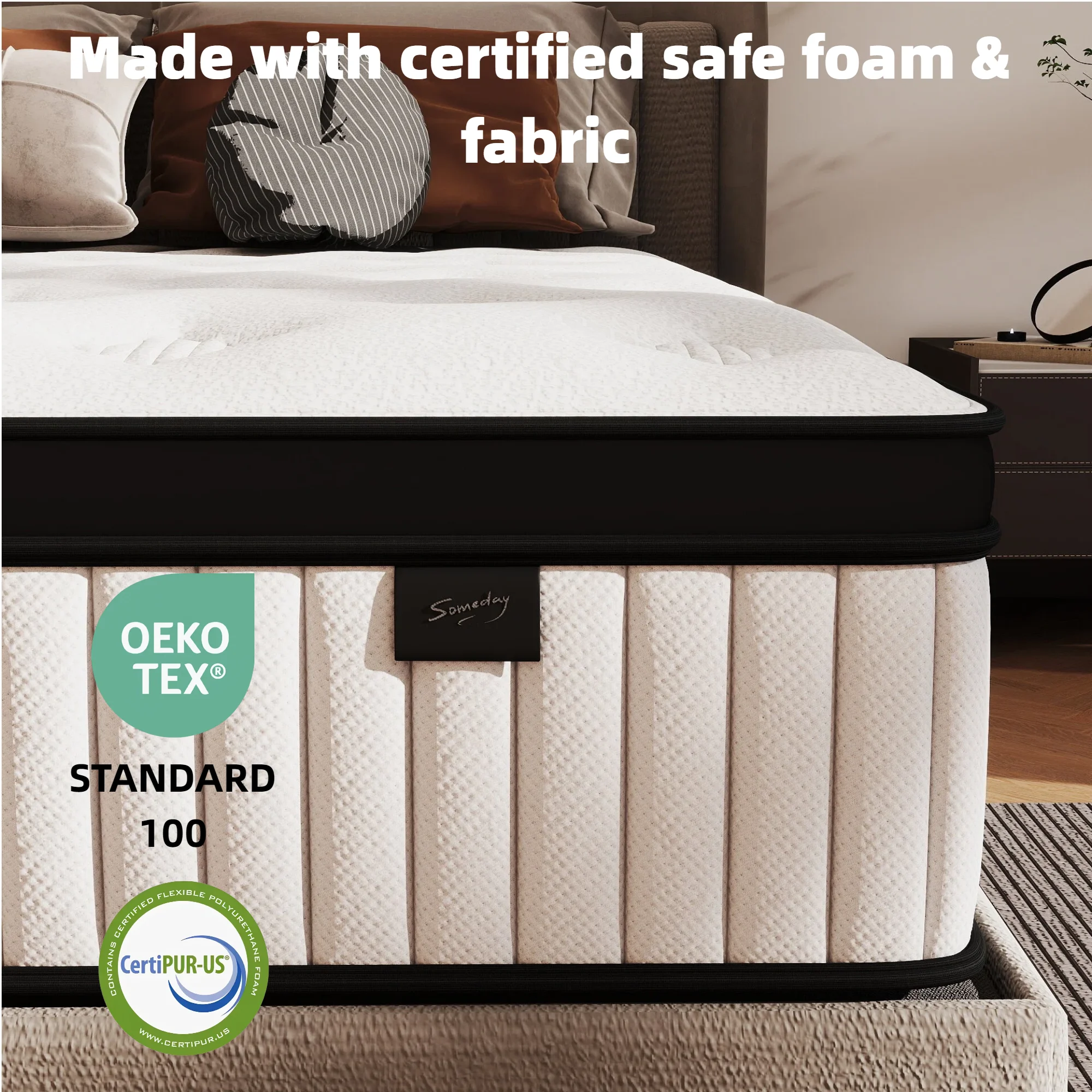 14/12/10 inch Firm King/Full/Twin/Queen Mattress- Pain-Relieving Hybrid Mattress for Extra Lumbar & Hip Support