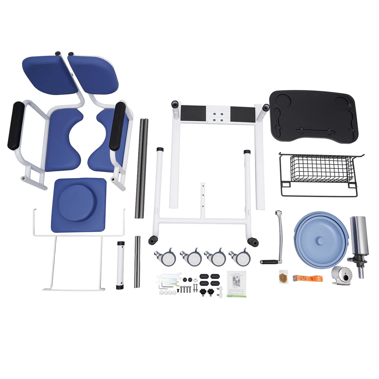 Hydraulic Transfer Chair for Patients 330lbs Load Capacity 180° Backrest Safe Mobility Aid for Home and Care Facilities