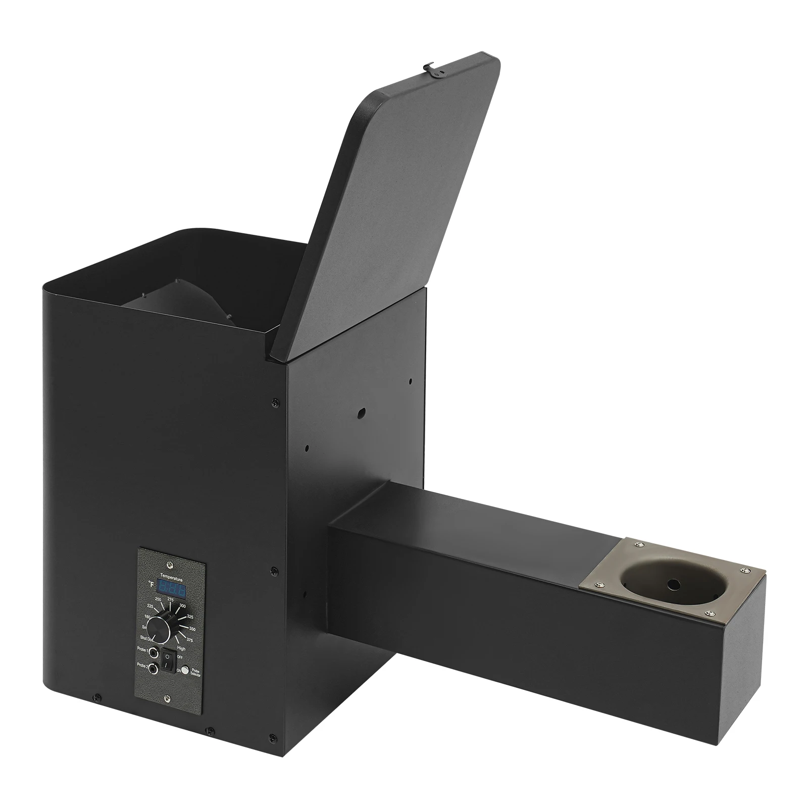 Pellet Smoker Hopper Assembly Kit, Precision Temperature Control 180-450℉ Dual-Functional Wind Mechanism for Yard Garden Camping