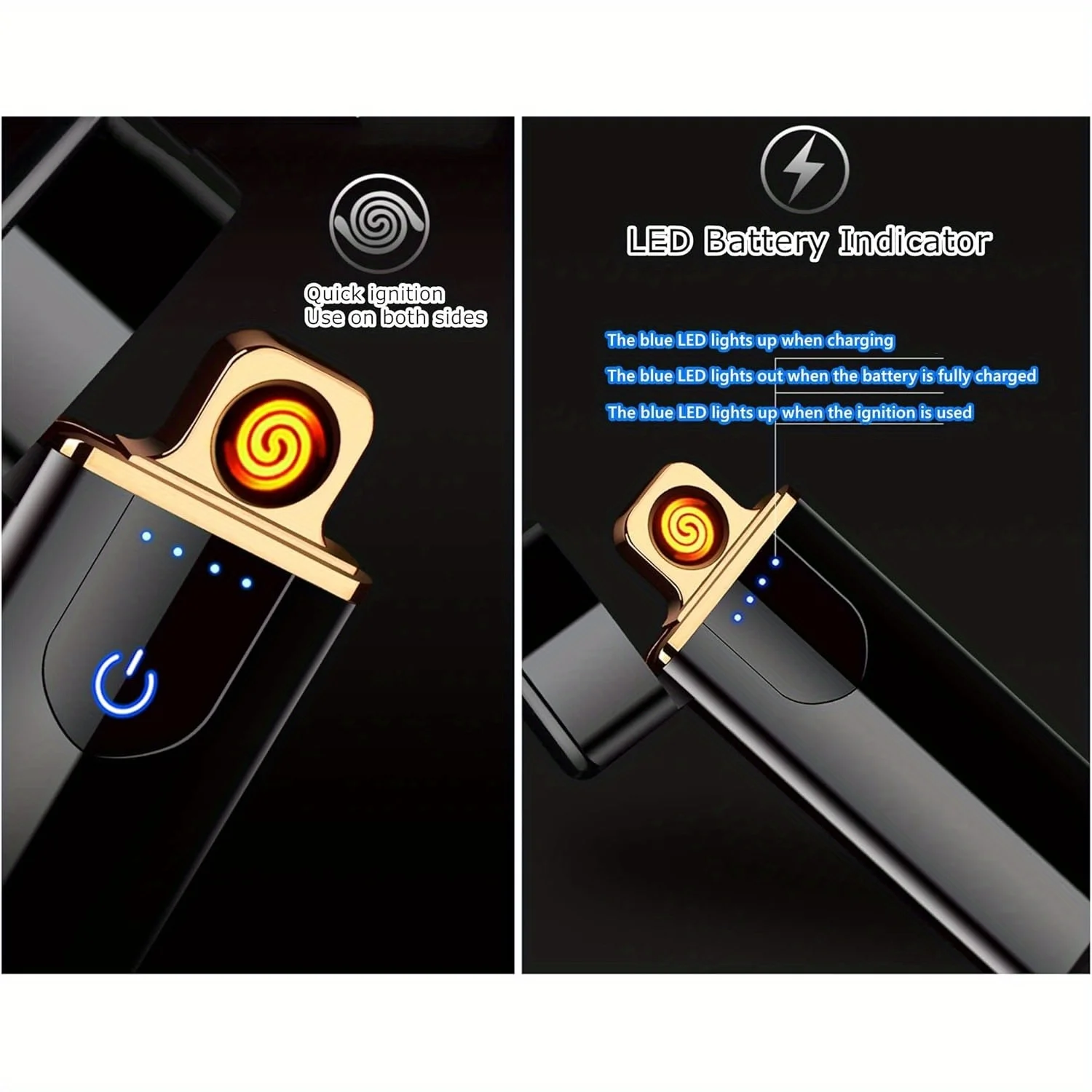 USB Rechargeable Electric Lighter Metal Windproof Flameless Tungsten Coil Touch Sensor Portable Outdoor Lighter Men Gift