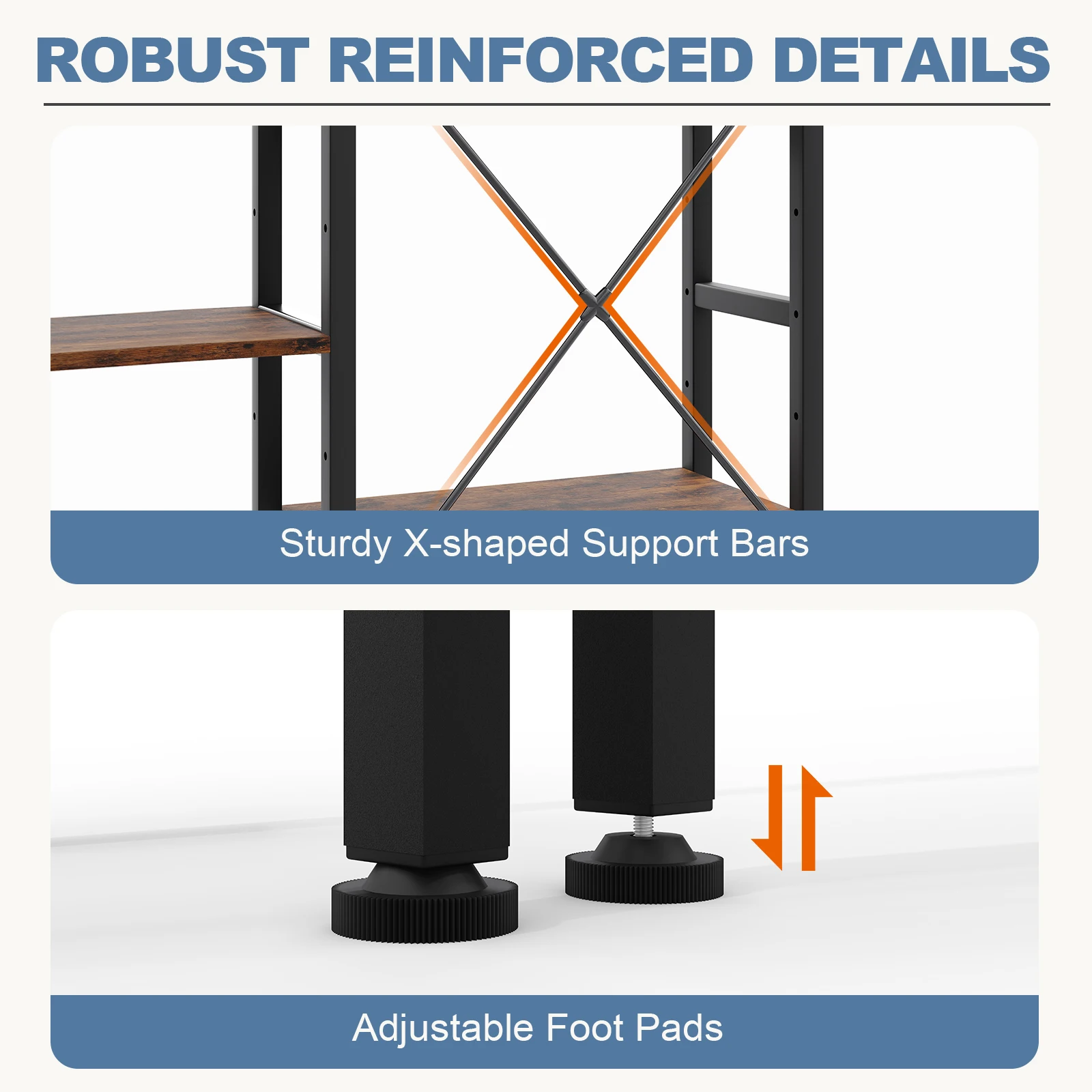 JHK 4 Tier Wide Display Bookshelf Combination Adjustable Shelf Storage Standing Shelf Stable Frame Graduated Shelves for Home