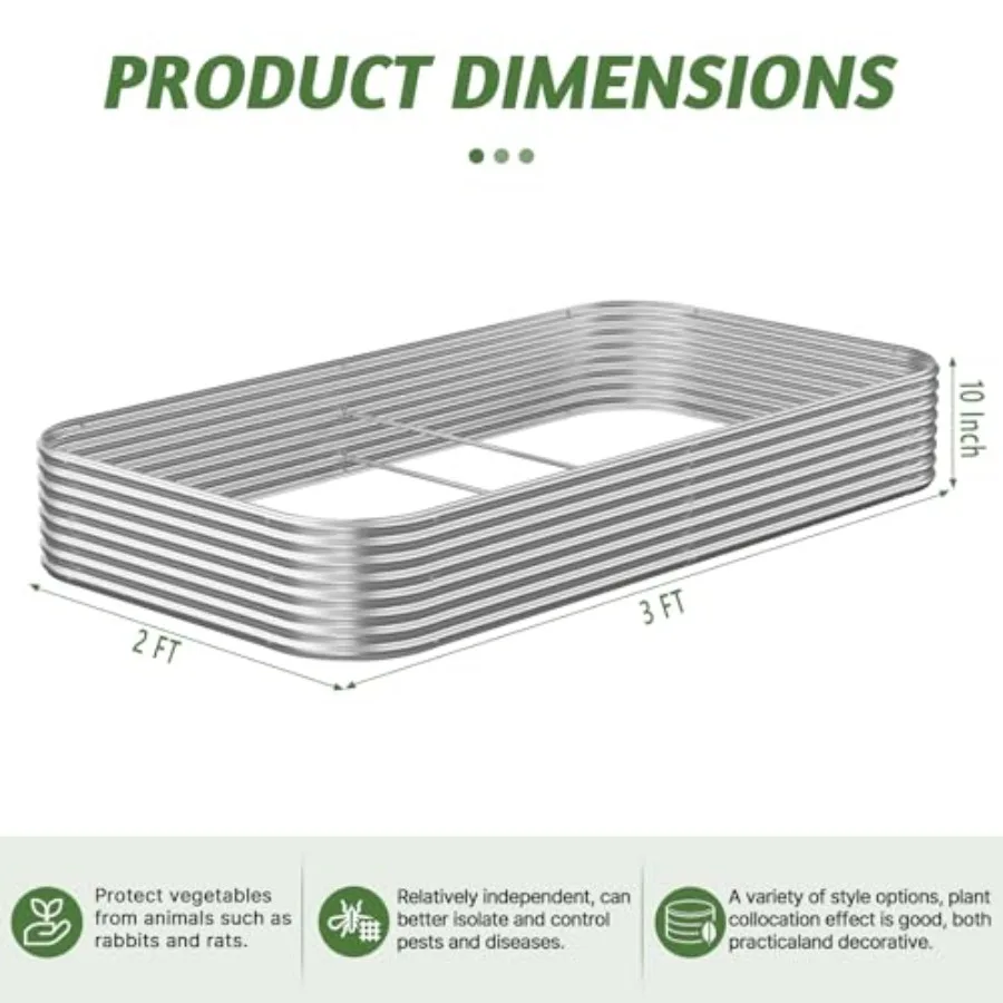 3 Pack Raised Beds for Gardening Corrugated Galvanized Steel Raised Garden Bed Outdoor Metal Above Ground Garden Bed for Vegeta