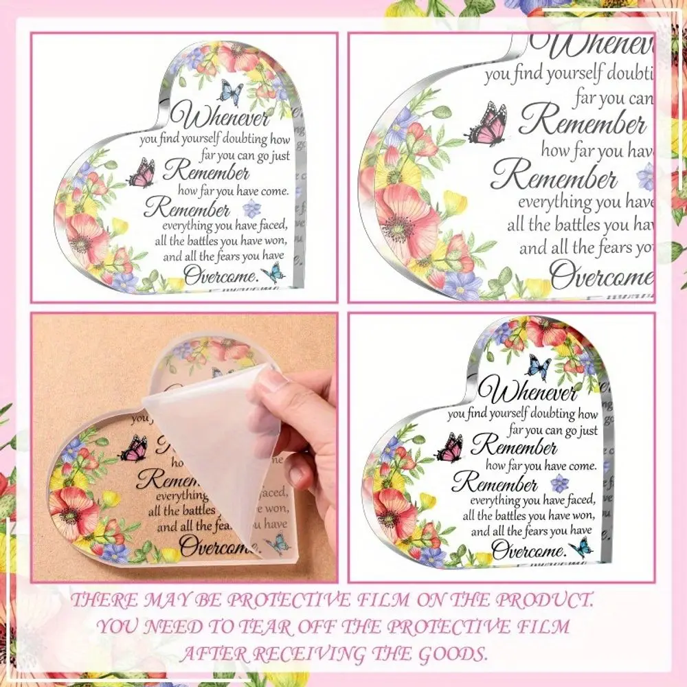 Inspirational Heart Acrylic Decor – Desk & Room Decor, Motivational Gift for Women, Birthday & Anniversary Present