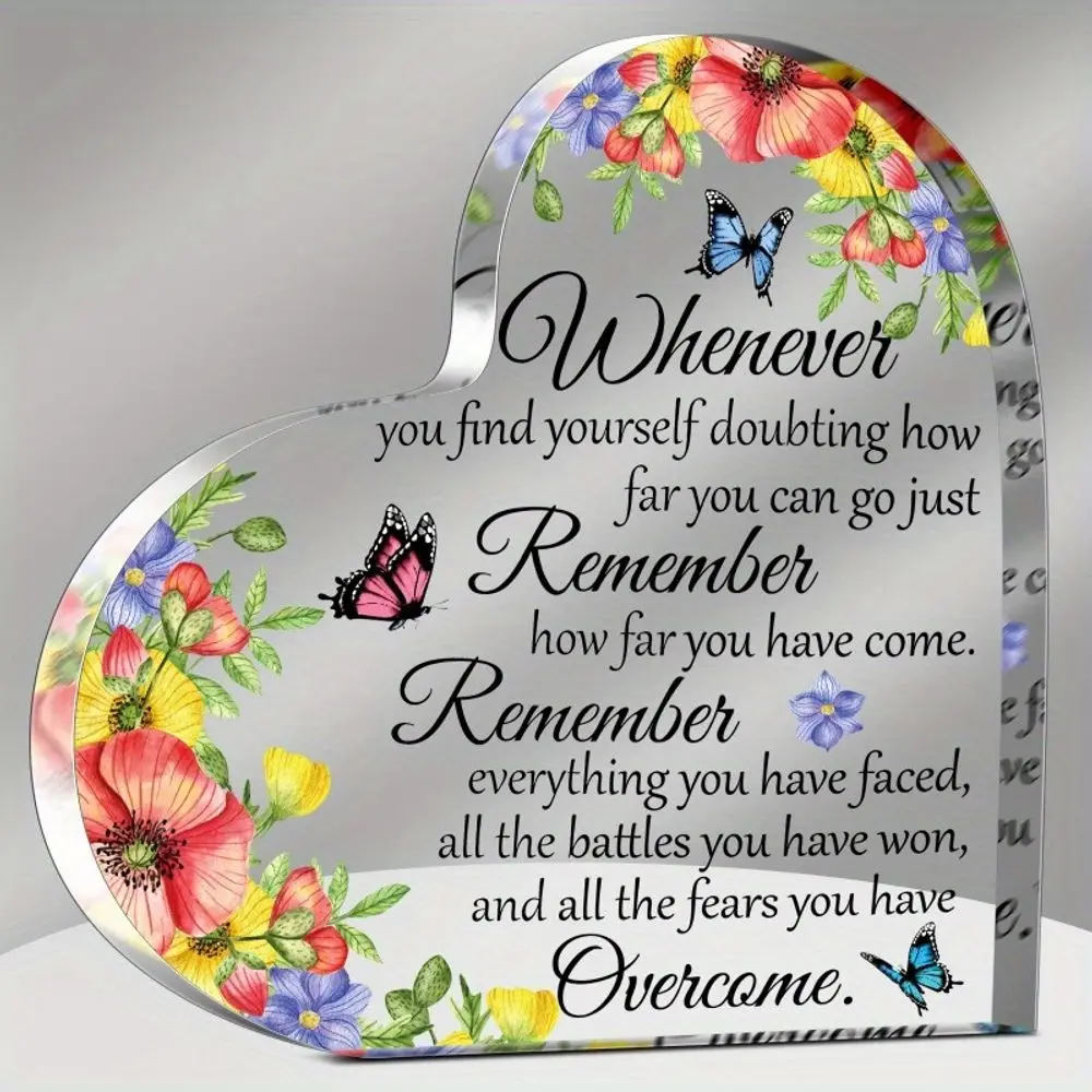 Inspirational Heart Acrylic Decor – Desk & Room Decor, Motivational Gift for Women, Birthday & Anniversary Present