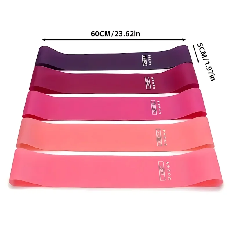 5 Pcs Resistance Loop Bands - Natural Latex Elastic Bands for Yoga Pilates Home Workout and Strength Training