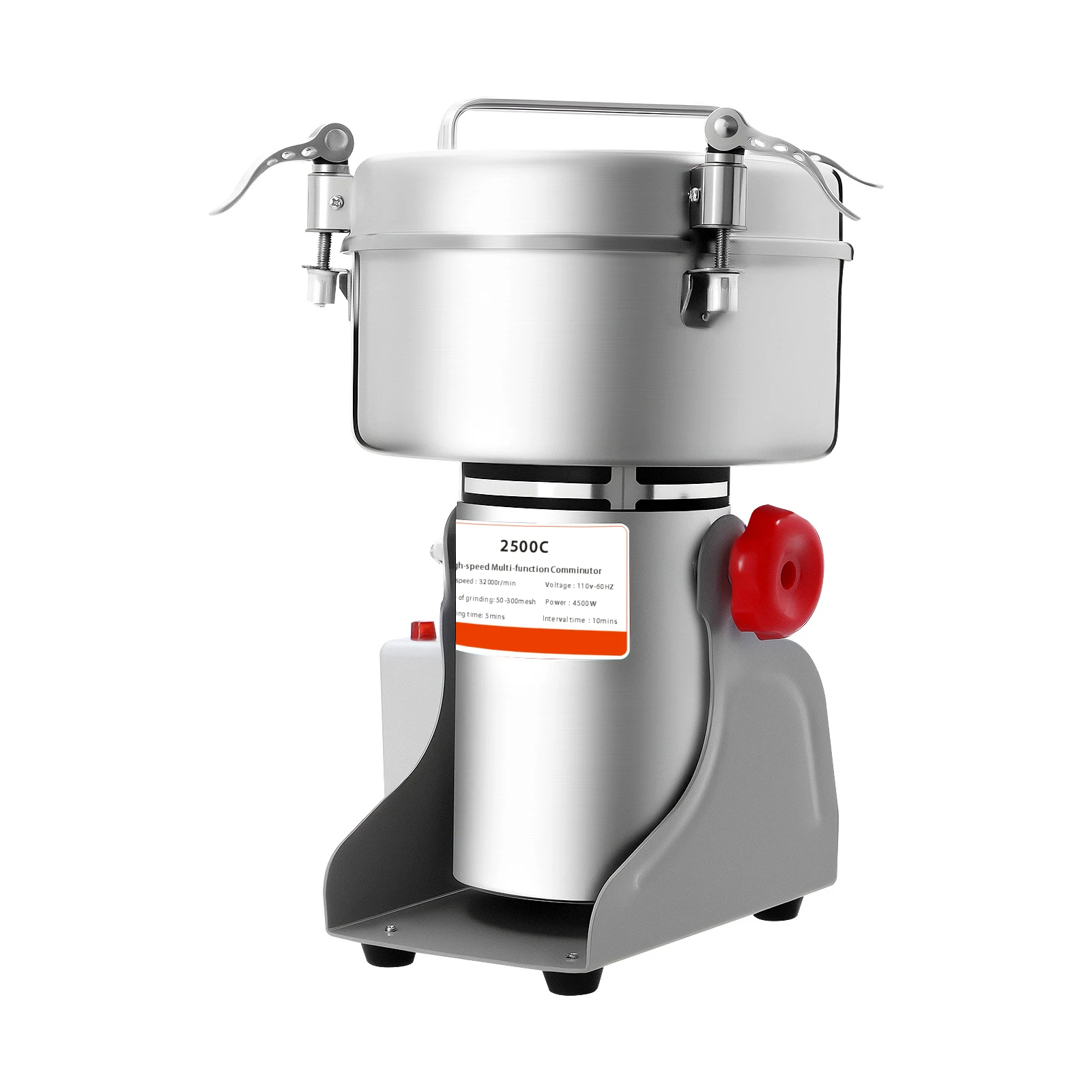2500G 4500W High Power Grain Mill, Swing Spice Grinders, 304 Stainless Steel Grain Spices Mill, Medicine Wheat Mixer,Grinder Coffee Beans Machine for Homes, Clinics, Hospitals, Pharmacies
