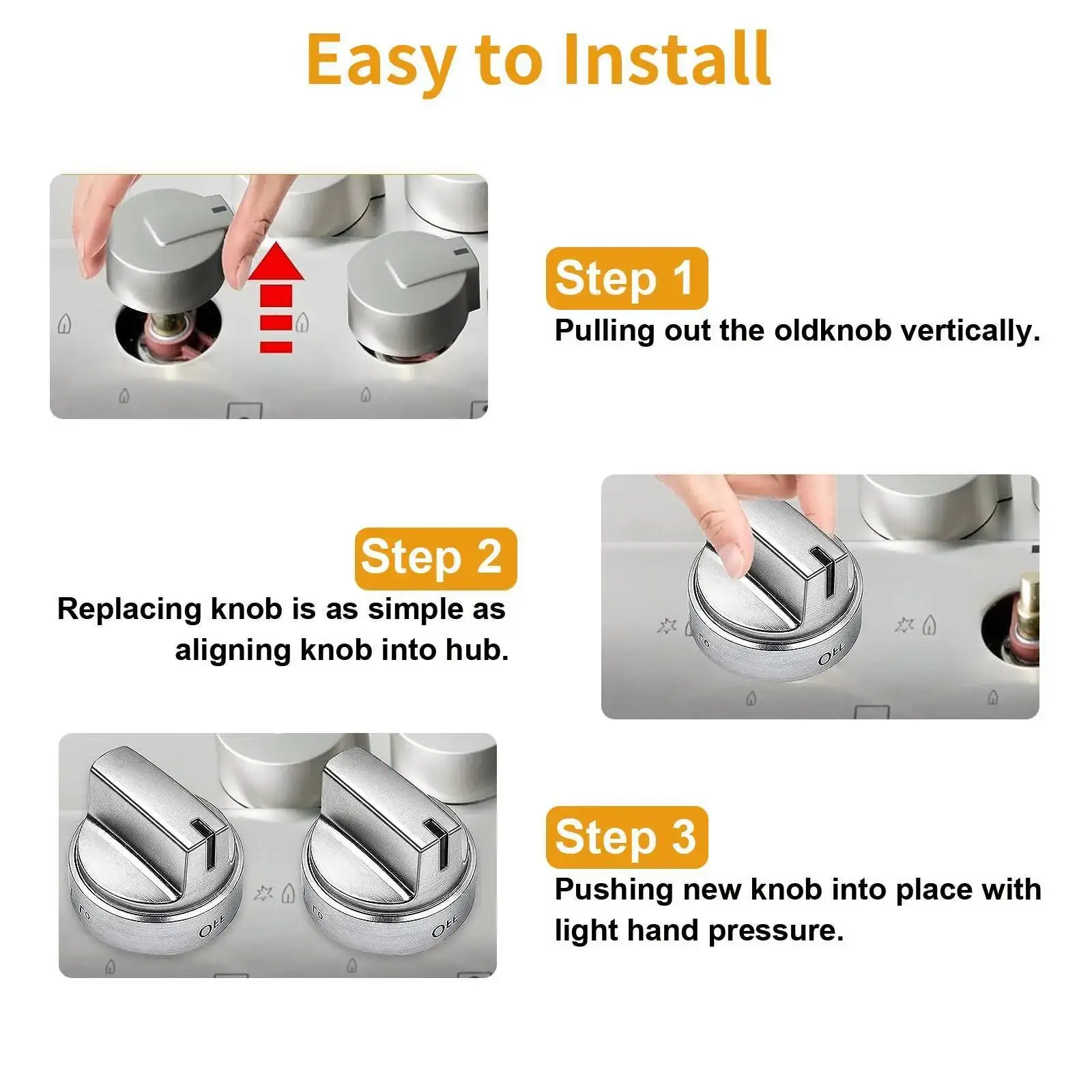 5Pcs GE Stove Knob Replacement WB03X24818 AP5989029 PS11729081 4363588, Gas Range Cooktop Control Knobs For GE Brand