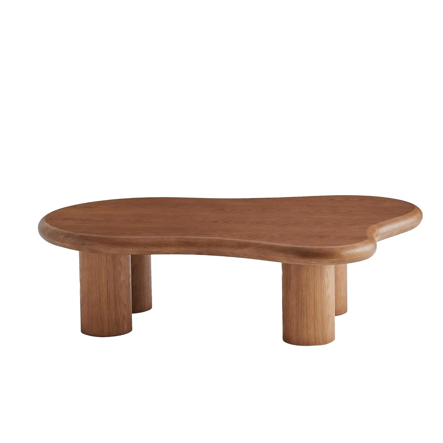 48 Inch Cloud Coffee Table, Modern Walnut Coffee Table for Living Room, Large Wood Coffee Side Table with Irregular, Customized