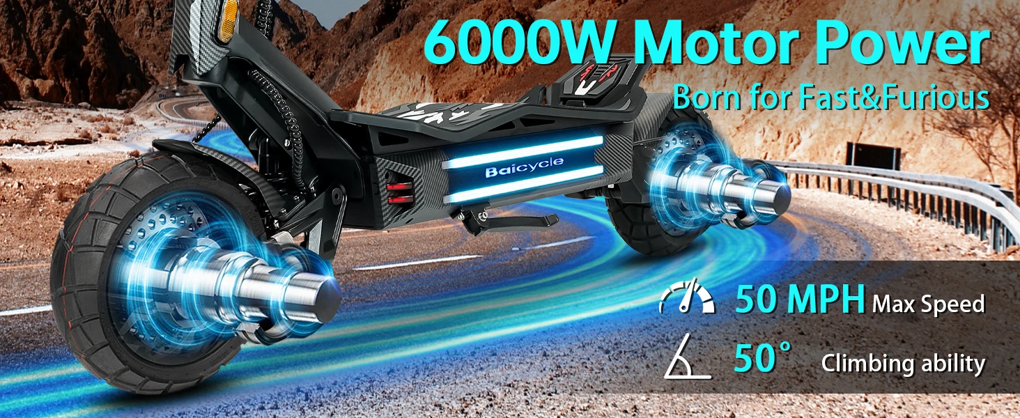 High Power Dual Motor 3000W*2 Electric Scooter 10 Inch Anti-Shock Tires Foldable Adult Off Road E Scooter Long Distance Travel Scooter
