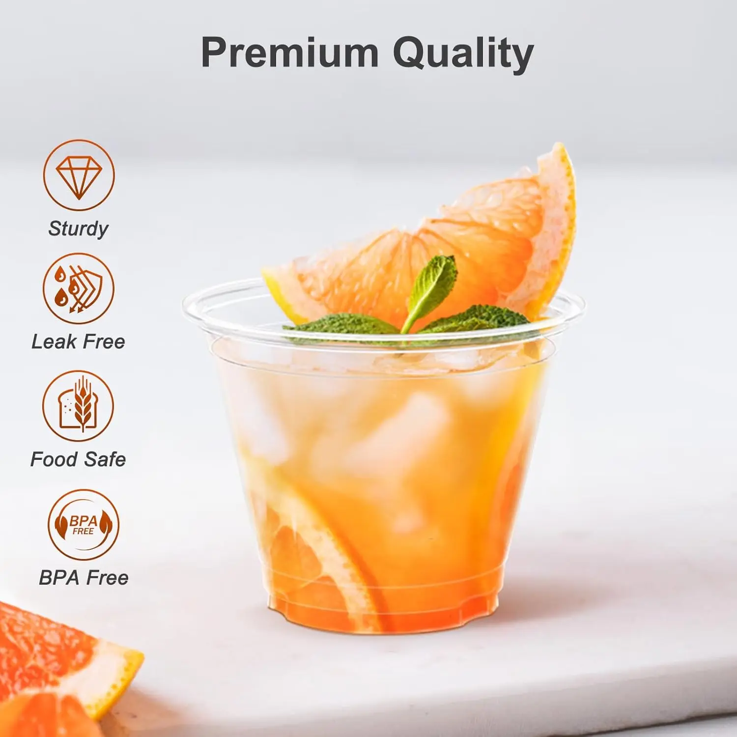 100 Pack Clear Plastic Cups, 9 oz Sturdy & Food Safe Disposable for Wine Cocktail Punch